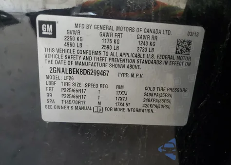 2013 Chevrolet Equinox Ls z USA, uszkodzony, nr VIN 2GNALBEK8D6299467